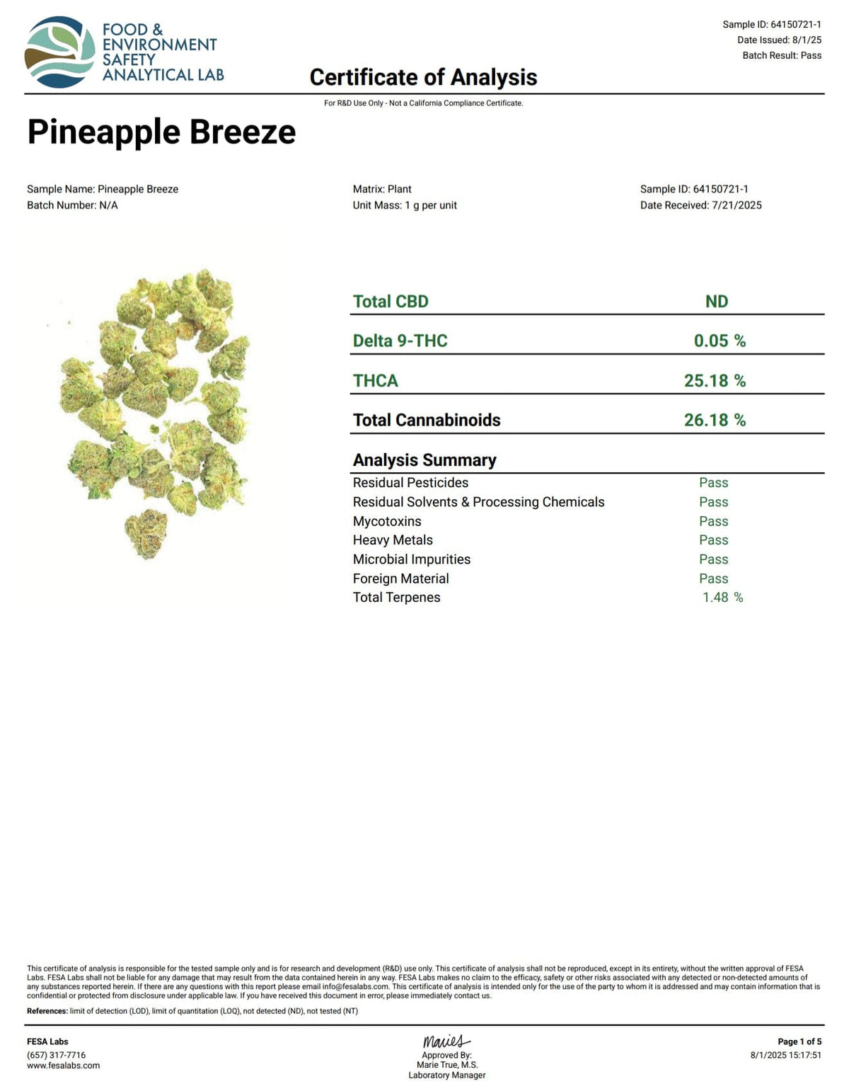 Pineapple Breeze - THCa Flower - Coa - BackWoodz 